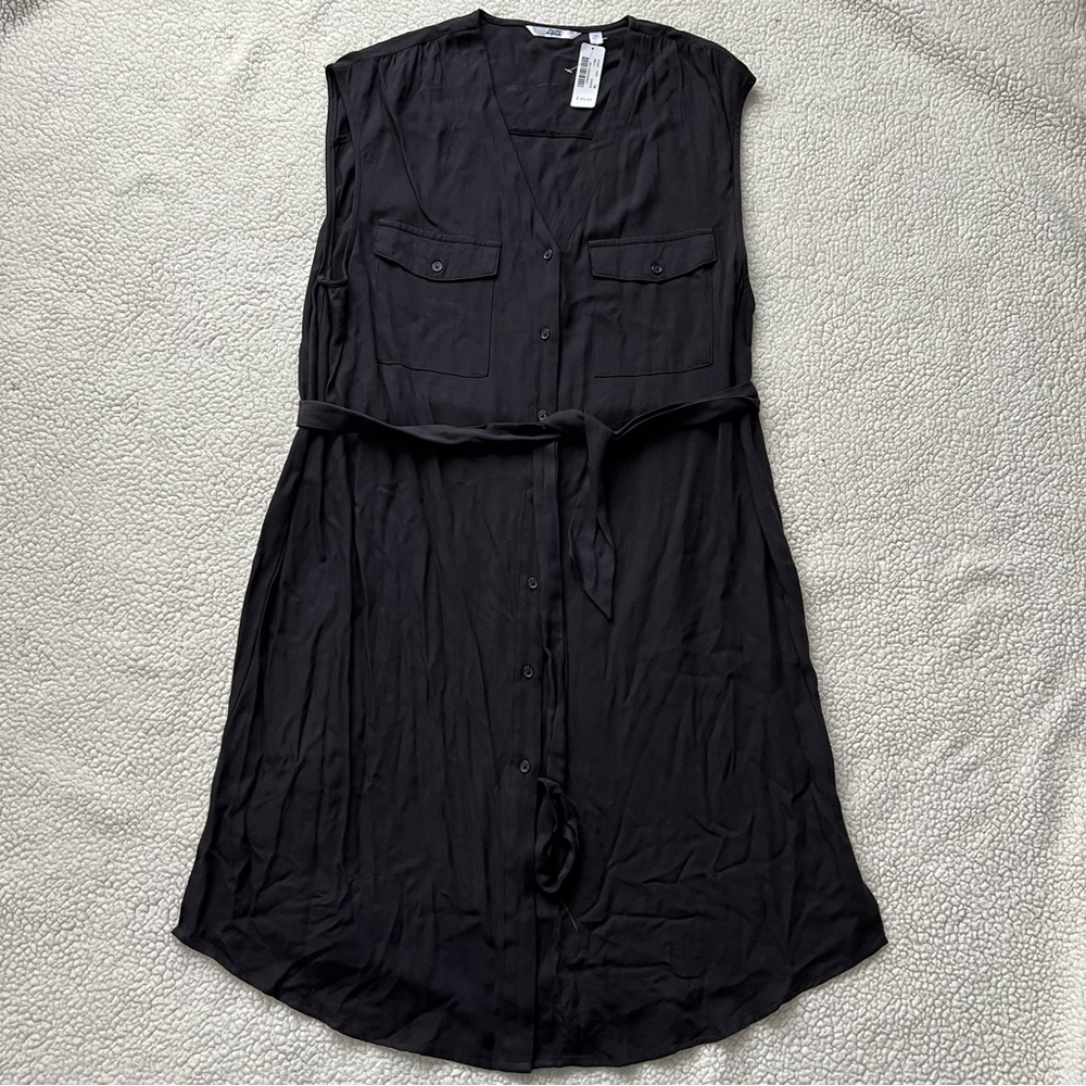 La Vie En Rose Sleeveless Button Down Tie Waist Dress - Picture 1 of 4